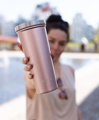 SmartShake Bohtal Glass Thermos Stainless Steel Pink 750ml with Mouthpiece