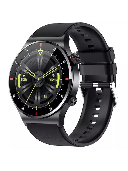 Microwear QW33 46mm Smartwatch with Heart Rate Monitor (Black Steel)