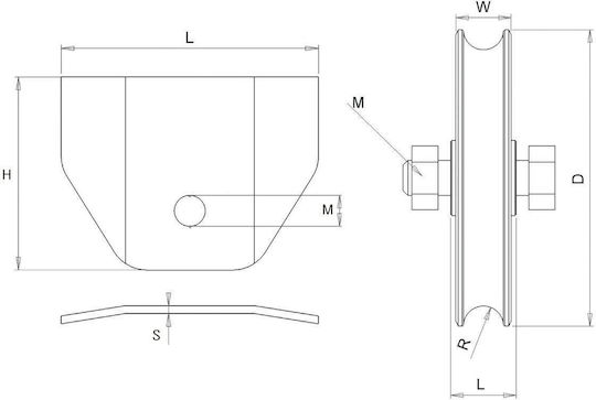 Metallic Roller with Screw and Bearing D60mm 36.1040