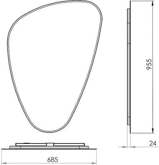 Karag Elena Ασύμμετρος Καθρέπτης Μπάνιου Led 65x100cm Χρυσός