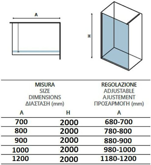 Orabella Serena Διαχωριστικό Ντουζιέρας 58-60x200cm Clean Glass Oro Rose Gold