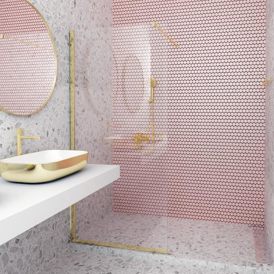 Orabella Serena Duschwand für Dusche 58-60x200cm Sauberes Glas Gold gebürstet
