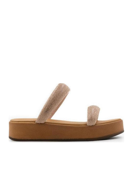 Damenplattformen Tabac Braun