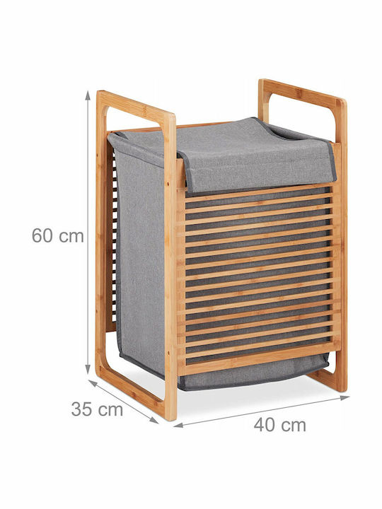 Relaxdays Wäschekorb Bamboo 6lt Grau