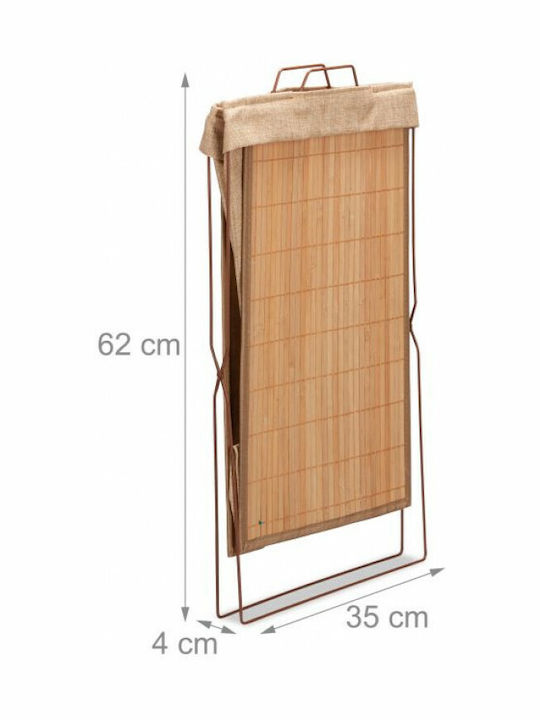 Relaxdays Coș De Rufe Din Bambus Pliabil 40lt Cu Capac 38x22x61cm Maro