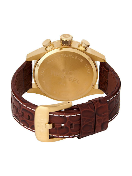 TW Steel Ceas Barbati 48mm Cronograf Baterie cu Curea din Piele Maro