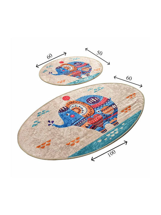 Chilai Home Rutschfest Set Badematten Synthetisch,Polyester/Cotton/Leather Oval 359CHL2395 Mehrfarbig 2Stück