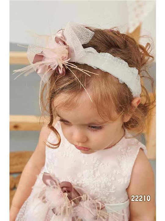 Bonito Baby Pink Baptism Clothes Set with Hair Accessories and Lace Dress 2 Pieces