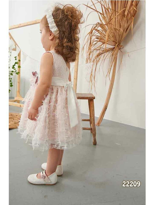 Bonito Baby Rosa Taufset Kleidung mit Haar-Accessoires & Kleid aus Tüll 2Stück