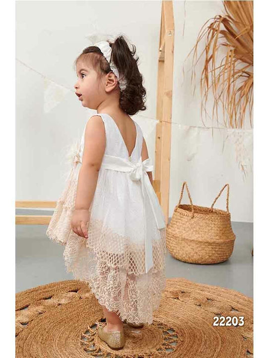 Bonito Baby White Baptism Clothing Set with Hair Accessories & Dress made of Tulle 2pcs
