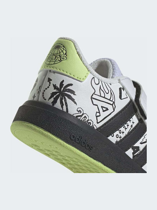 Grand Court GRAND COURT 2.0 Kids Sneakers with Scratch Cloud White / Core Black / Pulse Lime