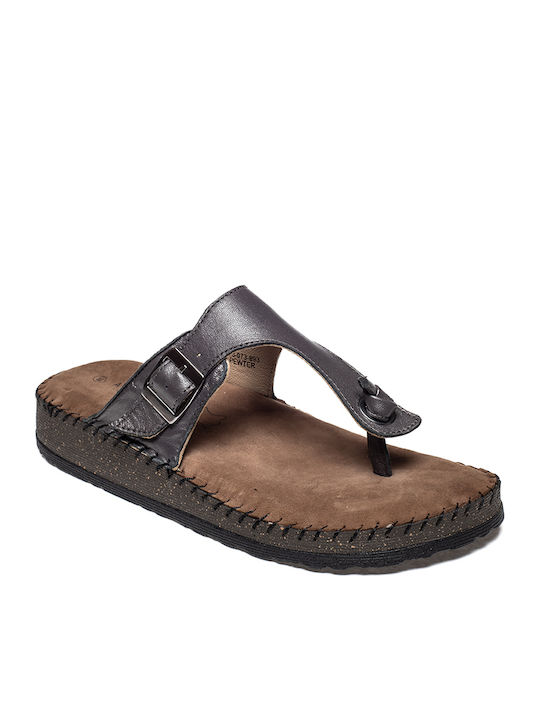Leather Women's Flat Sandals in Silver Color