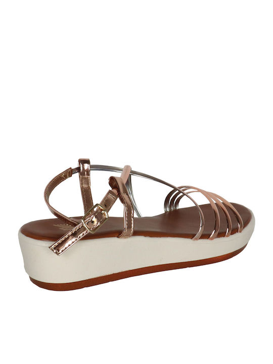 Дамски Сандали Flatforms Розово Златно