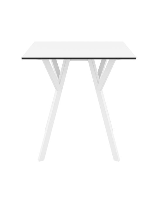 Max Outdoor Dinner Free Standing Polypropylene Table White 70x70x74cm