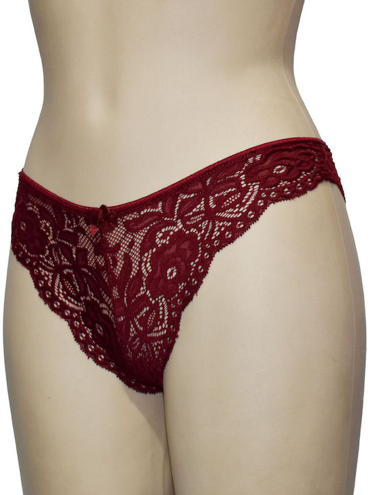 HNX Cotton Women's Brazil with Lace Burgundy