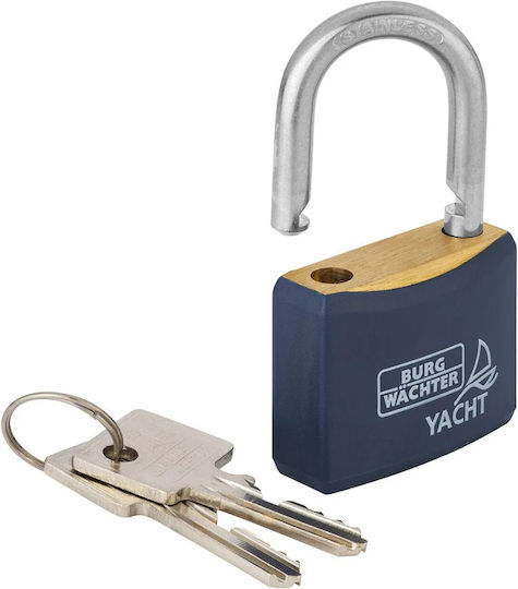 Burg Wachter Steel Padlock Brass with Key 40mm Blue