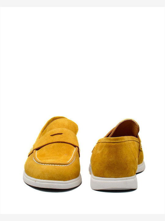 Δερμάτινα Ανδρικά Loafers σε Κίτρινο Χρώμα