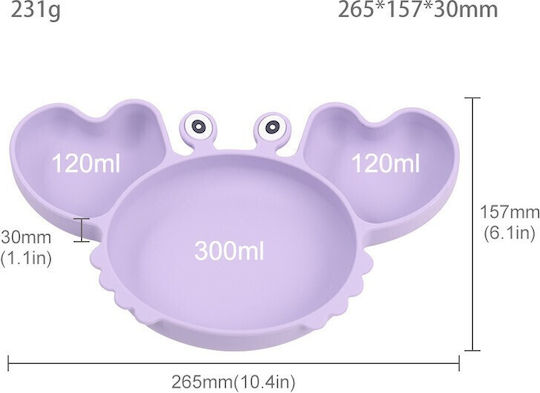 Queen Mother Baby Food Plate Crab made of Silicone Pink