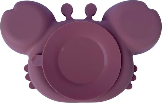 Queen Mother Baby Food Plate Crab made of Silicone Pink