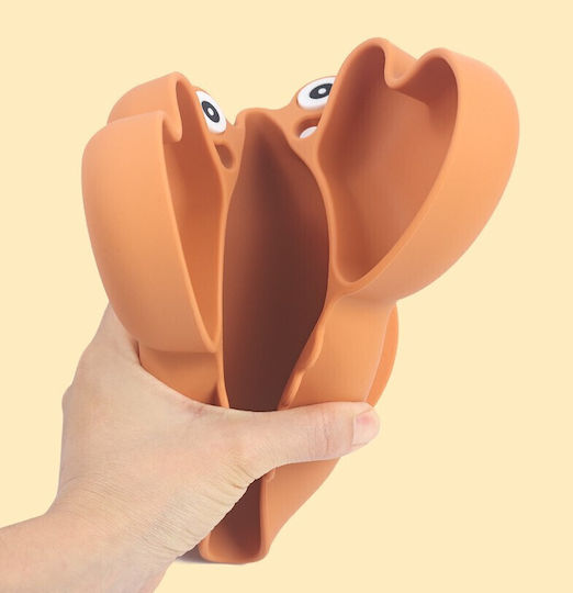 Queen Mother Baby Food Plate Crab made of Silicone Pink
