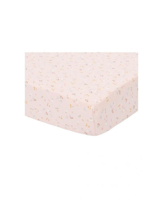 Little Dutch Βρεφικό Σεντόνι Κούνιας Βαμβακερό Pure Ροζ 110x140εκ.