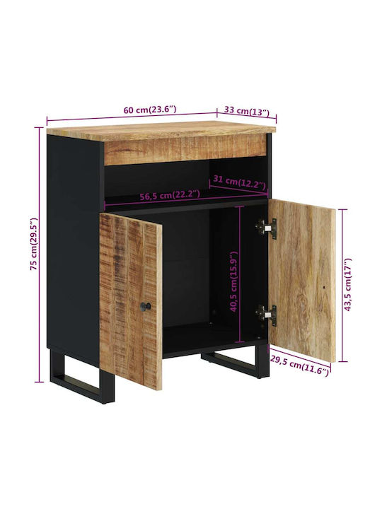 Ντουλάπι Γραφείου από Μασίφ Ξύλο Φυσικό 60x33x75cm
