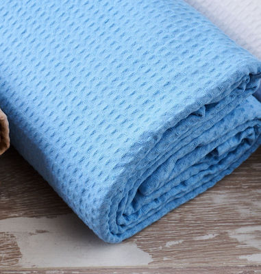 Blanc de Blanc Single Hotel Blanket Hotel Pique Blanket Light Blue 170x265cm