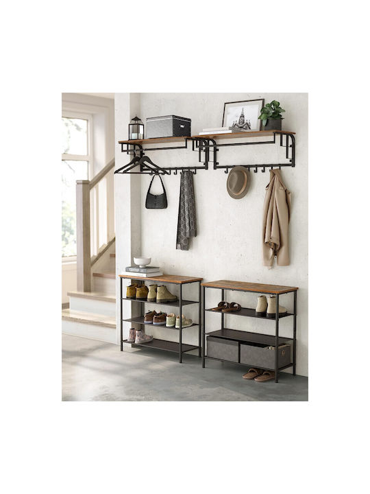 Vasagle Metal Wall Hanger 5 Hooks Brown 80x30x27cm