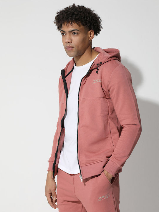 Tresor Men's Sweatshirt Jacket with Hood Pink