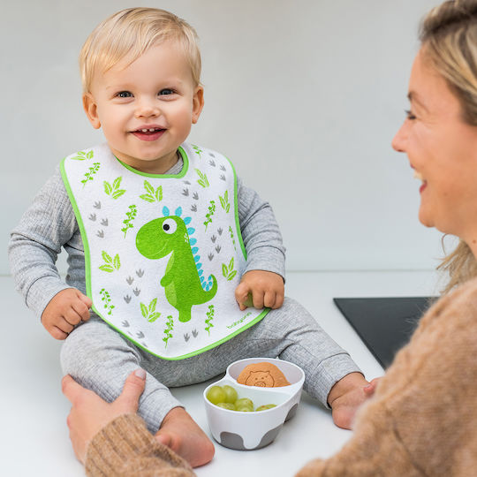 Babyono Αδιάβροχη Σαλιάρα από 100% Βαμβάκι με Αυτοκόλλητο Ροζ, Kύκνος για 9 m+