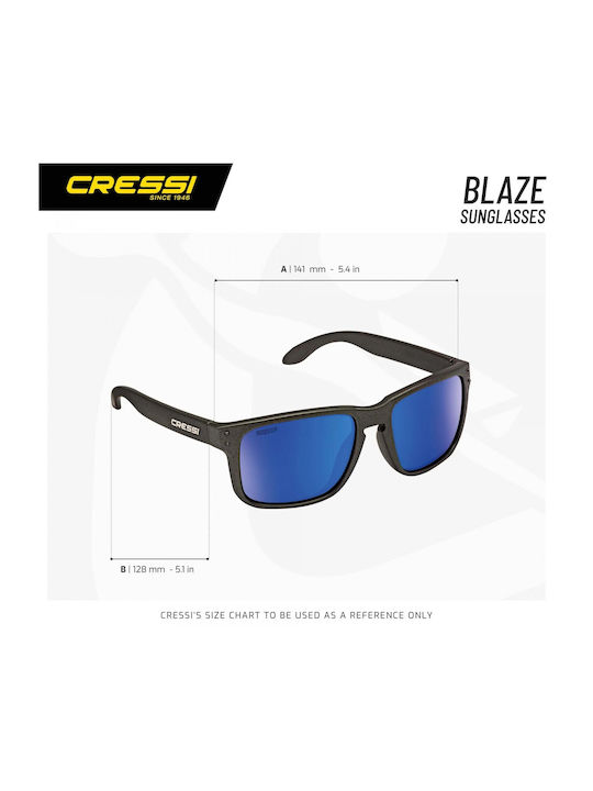 CressiSub Blaze Men's Sunglasses with Navy Blue Plastic Frame and Orange Polarized Mirror Lens XDB100337