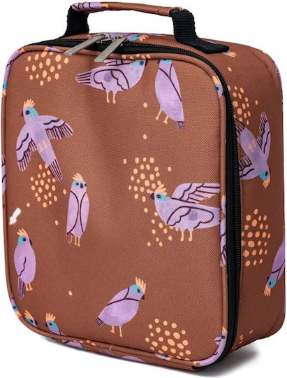 Petit Monkey Βirds of Paradise School Insulated Hand Lunch Bag Brown 20.5 x 7.5 x 21.5cm