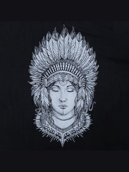 Mandala T-shirt Black Cotton