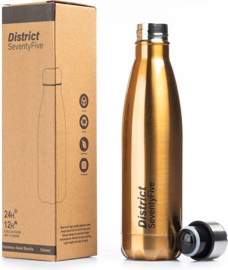 District75 Sticlă Pentru Copii Termos Din Oțel Inoxidabil Auriu 500ml