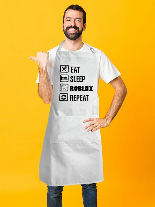 Koupakoupa Eat Sleep Ποδιά Κουζίνας Λευκή KP_9232_APRON-BBQ-ADULT