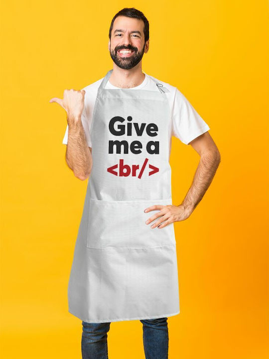 Koupakoupa me a Ποδιά Κουζίνας Λευκή KP_533_APRON-BBQ-ADULT