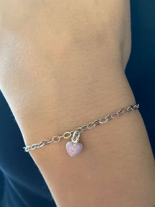 Ios Kids Bracelet Chain from Silver with Heart & Stones