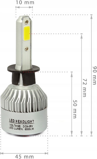 Interlook Λάμπες Αυτοκινήτου H3 / S2 Canbus LED 6500K Ψυχρό Λευκό 12-24V 72W 2τμχ