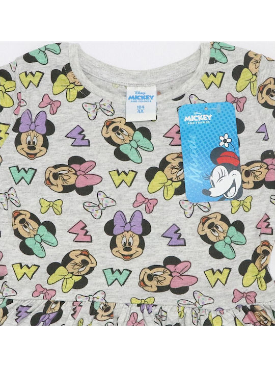 Minnie Παιδικό Φόρεμα Κοντομάνικο Γκρι