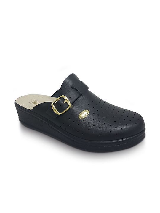 Voi & Noi Women's Leather Clogs Black