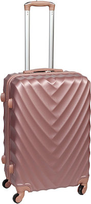 Keskor Medium Travel Suitcase Hard Pink Gold with 4 Wheels Height 66cm