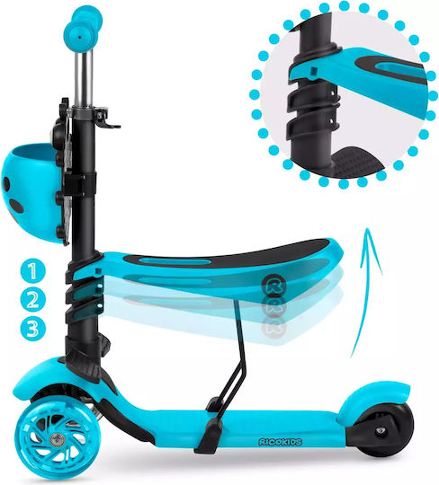Ricokids Kinderroller Buggy 2-Rad mit LED-Beleuchtung Blau