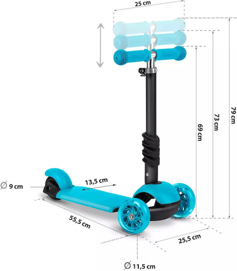 Ricokids Kinderroller Buggy 2-Rad mit LED-Beleuchtung Blau