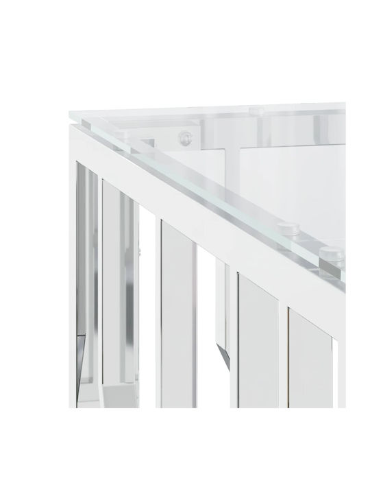 Square Central Glass Coffee Table Silver M80xW80xH40cm