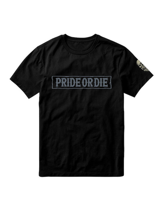 PrideOrDie Iron King T-shirt Bărbătesc cu Mânecă Scurtă Negru