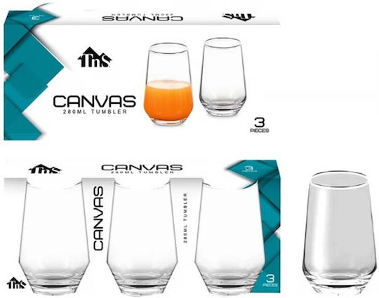 TnS Tumbler Σετ Ποτήρια Νερού από Γυαλί 280ml 3τμχ