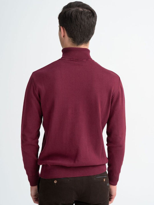 Monte Napoleone 40 Men's Long Sleeve Blouse Turtleneck Burgundy