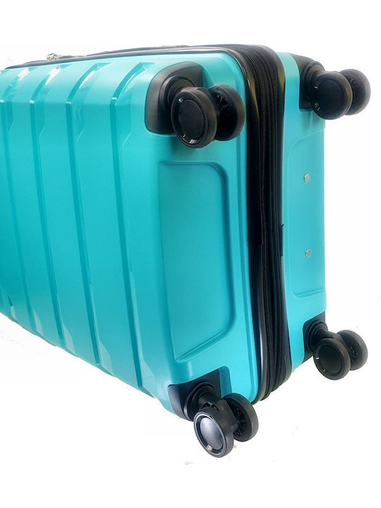 Seagull Large Hard Light Blue Suitcase with 4 Wheels Height 75cm