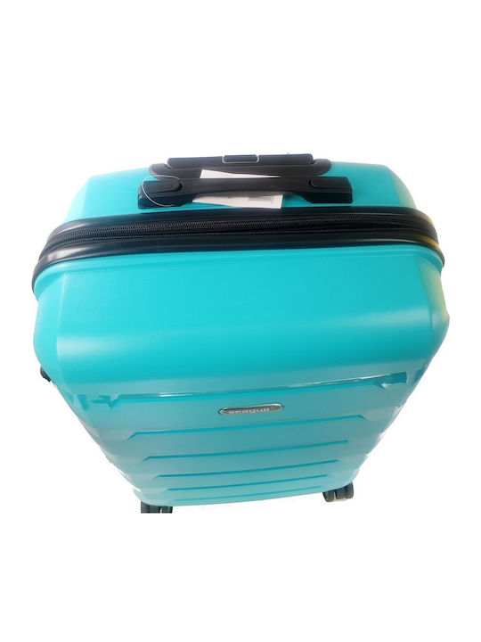 Seagull Large Hard Light Blue Suitcase with 4 Wheels Height 75cm