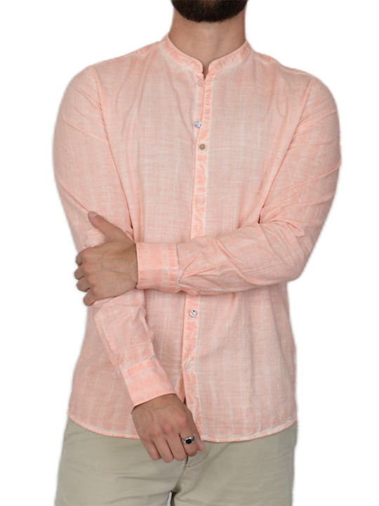 Sseinse Men's Shirt Short Sleeve Linen Pink